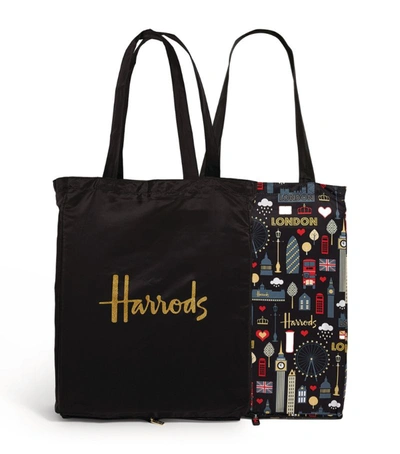 Harrods Recycled Glitter London And Logo Pocket Shopper Bag (set Of 2) In Multi