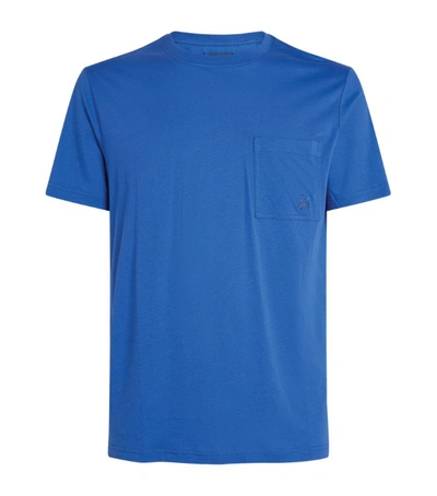 Vilebrequin Mens Bleu De Mer Pocket-detail Organic-cotton T-shirt Xxl
