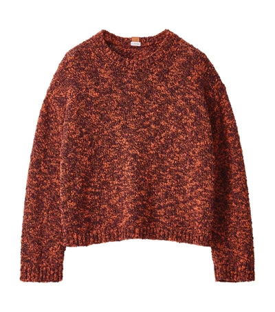 Loewe Anagram-patch Slubbed Wool-blend Sweater In Red