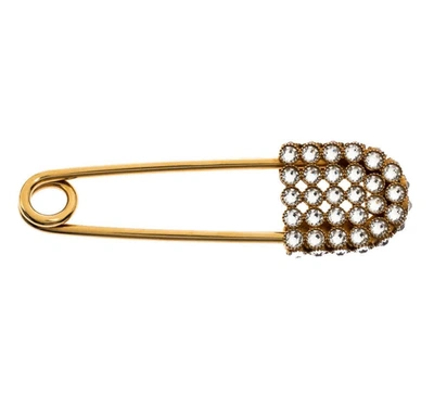 Burberry Bronze And Crystal Kilt Pin In Metallic