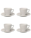 Berghoff Essentials 6 oz Porcelain Coffee Cup Saucer, Set Of 4 In White