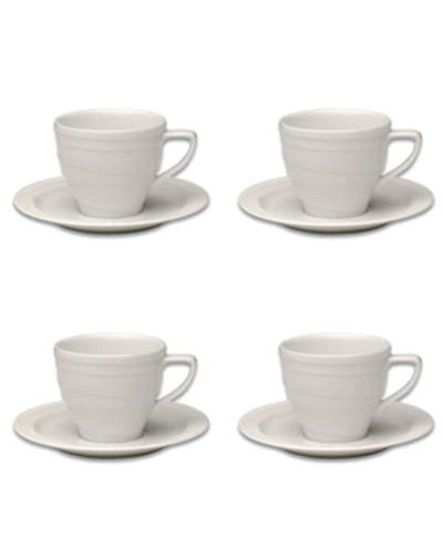 Berghoff Essentials 4 oz Porcelain Cup Saucer, Set Of 4 In White