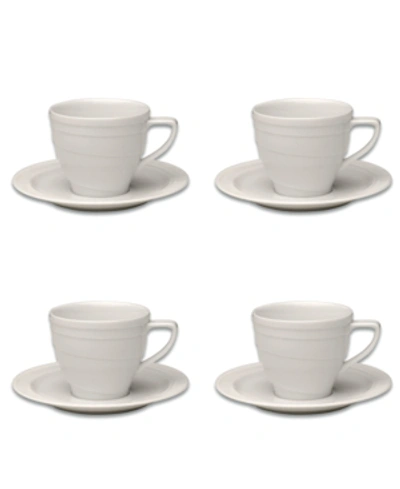 Berghoff Essentials 6 oz Porcelain Coffee Cup Saucer, Set Of 4 In White