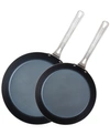 Viking Set Of 2 Carbon Steel Frying Pans In Black