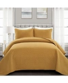 Lush Decor Ava Cotton 3 Piece Quilt Set, Full/queen In Mustard
