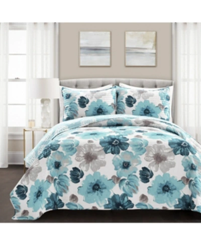 Lush Decor Leah 3 Piece Quilt Set, Full/queen In Blue