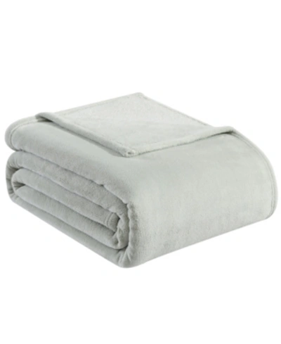 Tommy Bahama Solid Ultra Soft Plush Fleece Blanket In Stone Gray