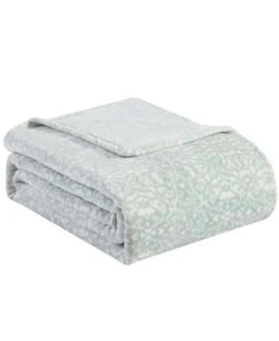 Tommy Bahama Closeout!  Starfish Geo Ultra Soft Plush Full/queen Blanket In Mineral Blue