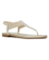 Bandolino Women's Kayte Embellished T Strap Flat Sandals In Gold-tone