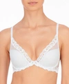Natori Feathers T-shirt Everyday Deep Plunge Bra (36dd) In Baby Blue/white