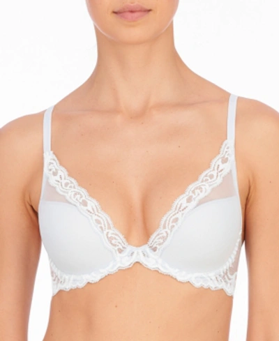 Natori Feathers T-shirt Everyday Deep Plunge Bra (36dd) In Baby Blue/white