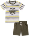 KIDS HEADQUARTERS INFANT BOY 2-PIECE STRIPED SS T-SHIRT AND FRENCH TERRY SHORTS SET