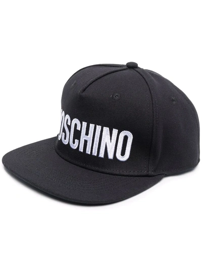 Moschino Logo-print Flat Cap In Black