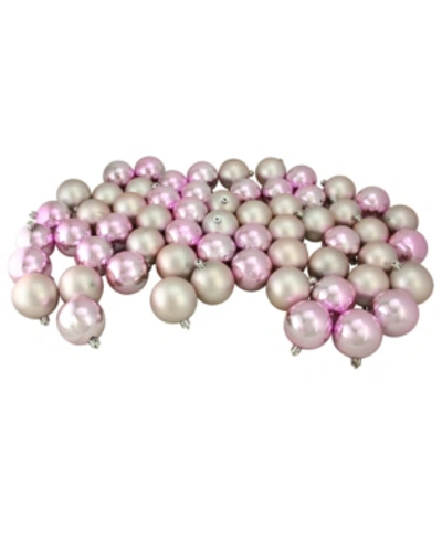 Northlight 60ct Blush Pink Shiny And Matte Shatterproof Christmas Ball Ornaments 2.5" 60mm