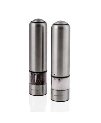 Ovente Professional 2 Piece Electric Salt And Pepper Grinder Set In Silver-tone