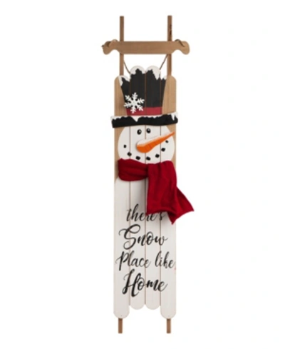 Glitzhome Wooden Christmas Snowman Porch Sign In Multi