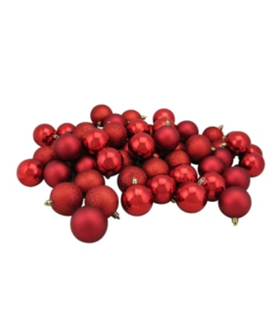 Northlight 60 Count Shatterproof 4-finish Christmas Ball Ornaments In Red