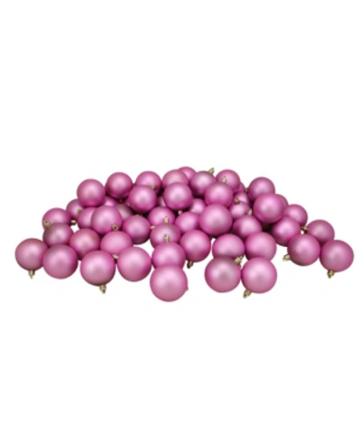 Northlight 60 Count Bubble-gum Shatterproof Matte Christmas Ball Ornaments In Pink