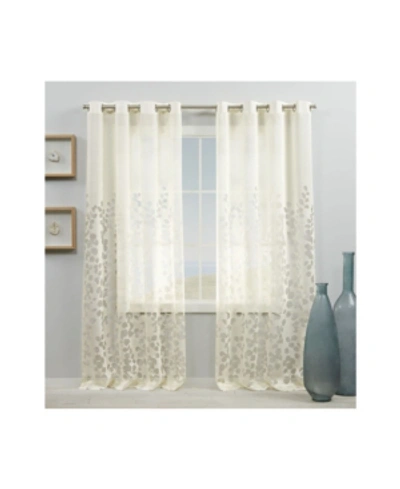 Exclusive Home Curtains Wilshire Burnout Sheer Grommet Top Curtain Panel Pair, 54" X 108" In Ivory