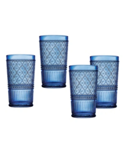 Godinger Claro Set Of 4 Blue Hiballs