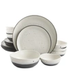 Gibson Elite Rhinebeck 16-pc. Double Bowl Dinnerware Set In Gray And White