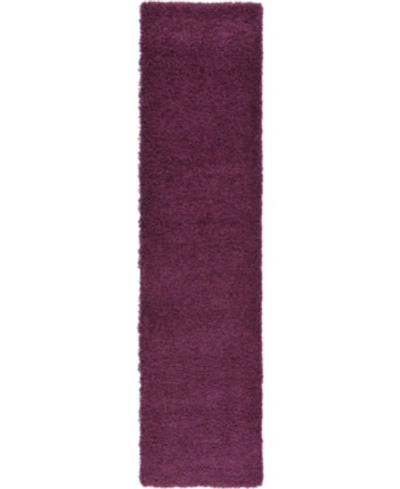 Bridgeport Home Exact Shag Exs1 2' 6" X 10' Runner Area Rug In Eggplant Purple