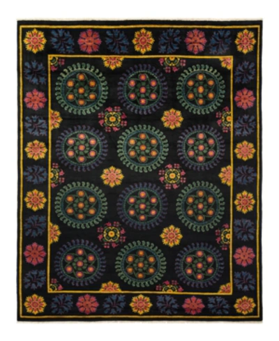 Adorn Hand Woven Rugs Suzani M1695 9'1" X 11'4" Area Rug In Black