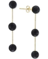 Effy Collection Effy Onyx (6mm) Triple Drop Earrings In 14k Gold In Onyx
