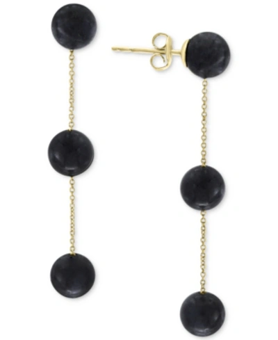 Effy Collection Effy Onyx (6mm) Triple Drop Earrings In 14k Gold