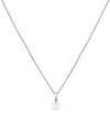 EFFY COLLECTION EFFY CULTURED FRESHWATER PEARL (7MM) & DIAMOND (1/20 CT. T.W.) 18" PENDANT NECKLACE IN STERLING SILV