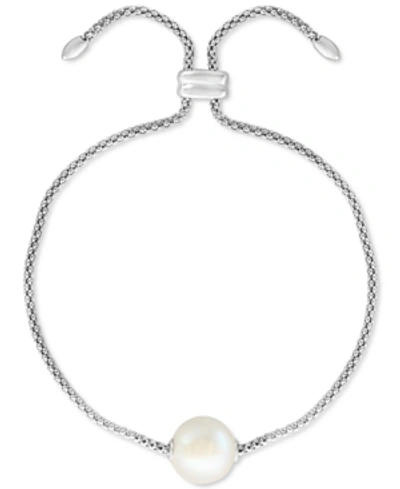 Effy Collection Effy Gray Cultured Freshwater Pearl (10mm) Bolo Bracelet In Sterling Silver In White