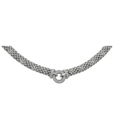 Macy's Diamond Circle Mesh 17" Statement Necklace (1/3 Ct. T.w.) In Sterling Silver