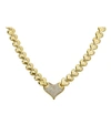 Shop Macy's Diamond Heart 17" Heart Link Necklace (5/8 Ct. T.w.) In 14k Gold-plated Sterling Silver