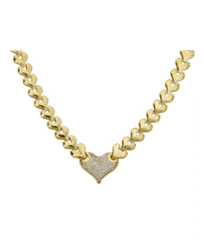 Macy's Diamond Heart 17" Heart Link Necklace (5/8 Ct. T.w.) In 14k Gold-plated Sterling Silver