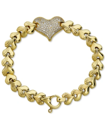 Macy's Diamond Heart Cluster Link Bracelet (3/4 Ct. T.w.) In 14k Gold-plated Sterling Silver