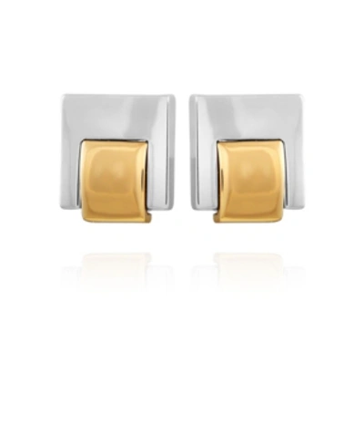 T Tahari Women's Two-tone Stud Button Earring In Silver-tone