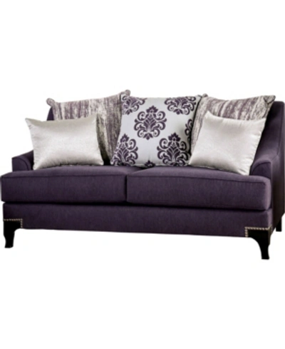 Furniture Of America Allyson Upholstered Love Seat In Purple