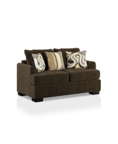 Furniture Of America Korona Park Upholstered Loveseat In Brown