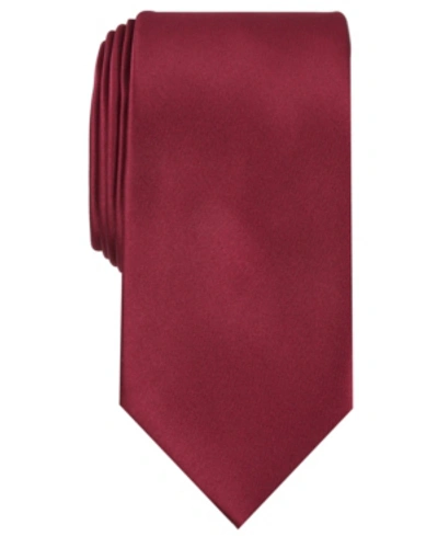 Perry Ellis Men's  Satin Solid Tie In Burgundy