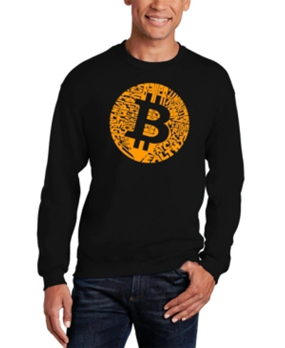 La Pop Art Men's Bitcoin Word Art Crew Sweatshirt In Black