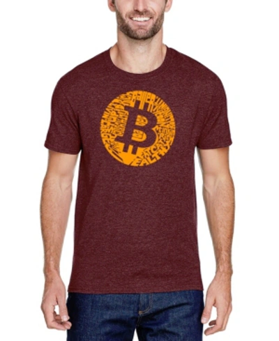 La Pop Art Men's Bitcoin Premium Word Art T-shirt In Burgundy