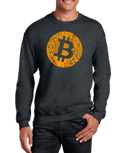 La Pop Art Men's Bitcoin Word Art Crew Sweatshirt In Gray