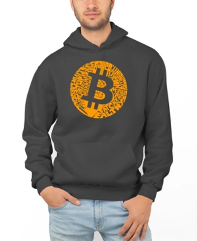 La Pop Art Men's Bitcoin Word Art Hooded Sweatshirt In Gray