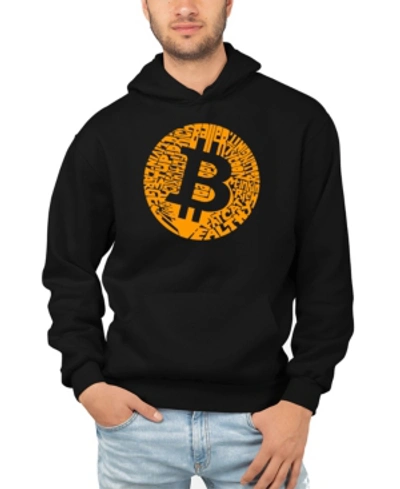 La Pop Art Men's Bitcoin Word Art Hooded Sweatshirt In Black