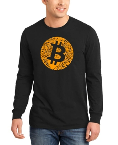 La Pop Art Men's Bitcoin Word Art Long Sleeve T-shirt In Black