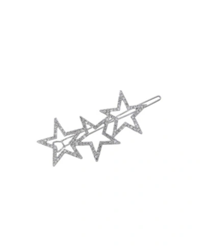 Soho Style Curved Sparkling Stars Barrette In Silver