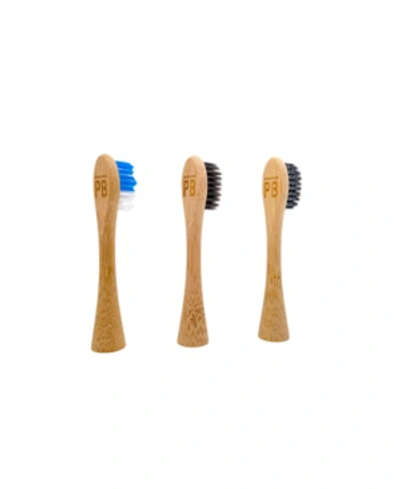 Pearlbar Three Bamboo Electric Toothbrush Heads For  Sonic Electric Toothbrush, Set Of 3