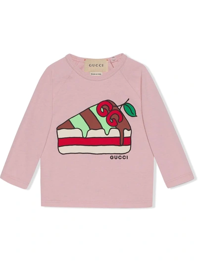 Gucci Babies' 蛋糕印花logo卫衣 In Pink