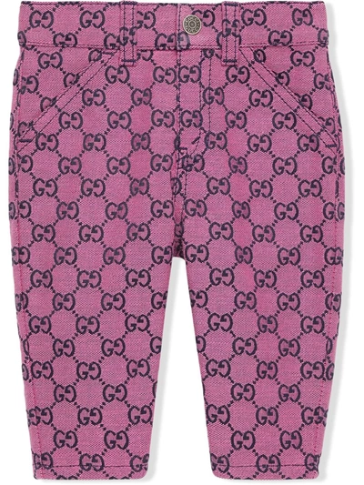 Gucci Babies' Gg Canvas Jeans In Pink