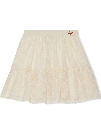 Gucci Babies' Gg Garland Cotton Skirt In White